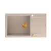 Quadron EVAN 136 XL GraniteQ zlewozmywak z syfonem Push to Open 1-komorowy z/o (860x500x210; kom. 420x490) pearl beige / elementy miedziane HCQE58650U2PVDC1P2O